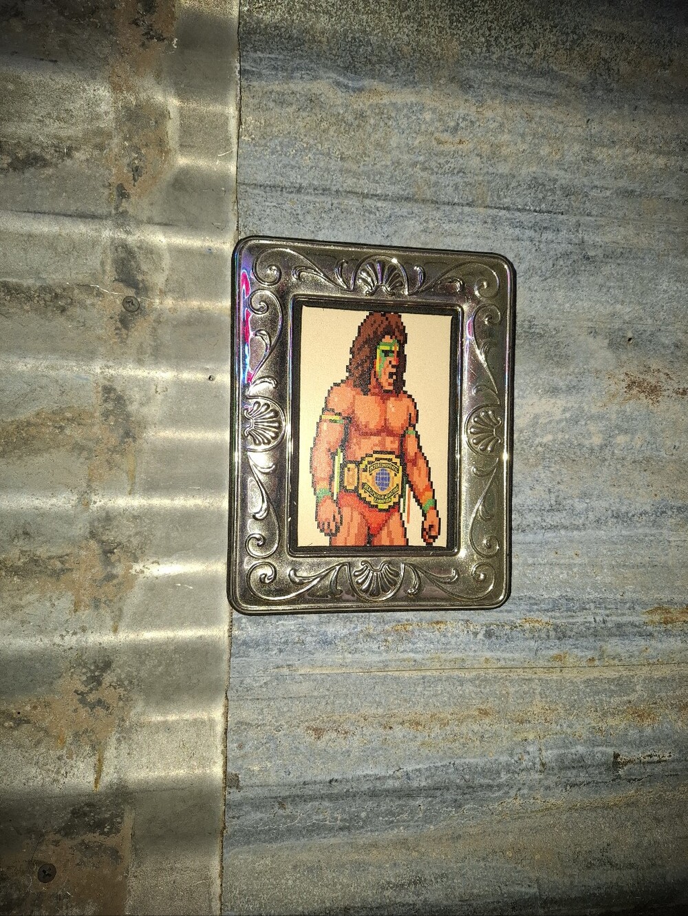 8 Bit Ultimate Warrior Retro Wrestling Framed Mini Art Print By Neon Nicho